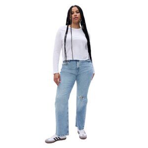 GAP Womens 32 90s Loose High Rise Distressed Knee Jeans